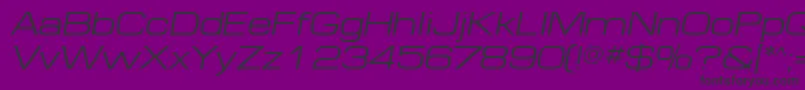 MinimaExpandedSsiExpandedItalic-fontti – mustat fontit violetilla taustalla
