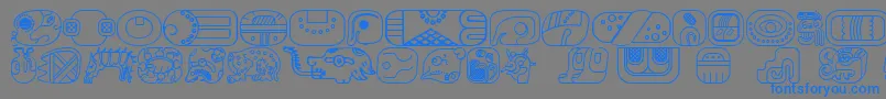 MayanglyphsoutlineRegular-Schriftart – Blaue Schriften auf grauem Hintergrund