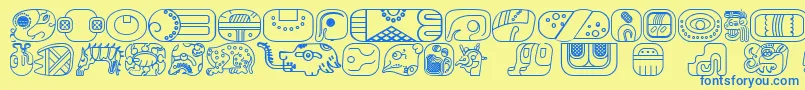 MayanglyphsoutlineRegular Font – Blue Fonts on Yellow Background
