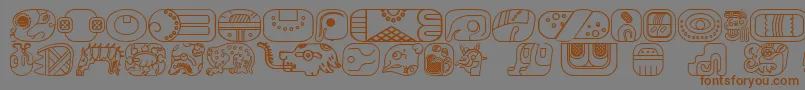 MayanglyphsoutlineRegular-Schriftart – Braune Schriften auf grauem Hintergrund