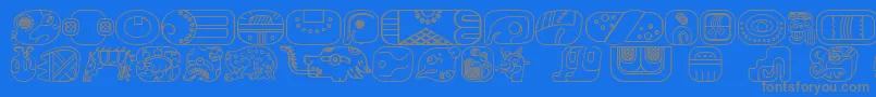 MayanglyphsoutlineRegular Font – Gray Fonts on Blue Background