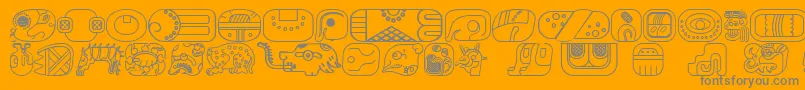 Fonte MayanglyphsoutlineRegular – fontes cinzas em um fundo laranja