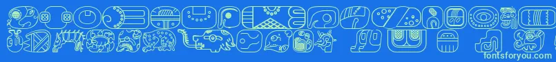 MayanglyphsoutlineRegular Font – Green Fonts on Blue Background
