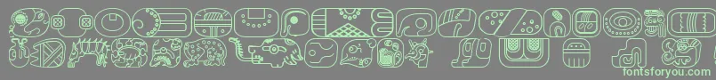 Więcej informacji o czcionce MayanglyphsoutlineRegular Czcionka MayanglyphsoutlineRegular – zielone czcionki na szarym tle