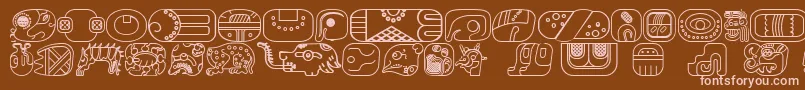 MayanglyphsoutlineRegular-Schriftart – Rosa Schriften auf braunem Hintergrund