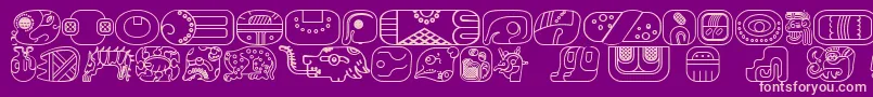 MayanglyphsoutlineRegular-Schriftart – Rosa Schriften auf violettem Hintergrund