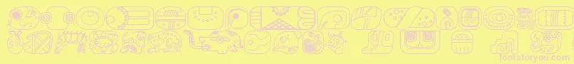 MayanglyphsoutlineRegular Font – Pink Fonts on Yellow Background