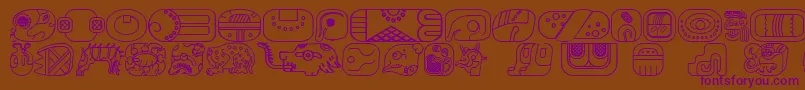 Więcej informacji o czcionce MayanglyphsoutlineRegular Czcionka MayanglyphsoutlineRegular – fioletowe czcionki na brązowym tle