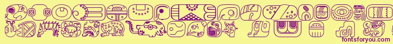 MayanglyphsoutlineRegular Font – Purple Fonts on Yellow Background