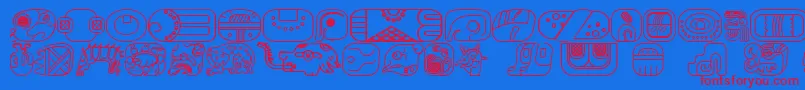 MayanglyphsoutlineRegular Font – Red Fonts on Blue Background