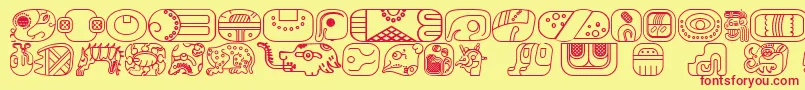 フォントMayanglyphsoutlineRegular – 赤い文字の黄色い背景
