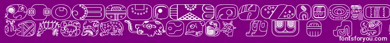 フォントMayanglyphsoutlineRegular – 紫の背景に白い文字