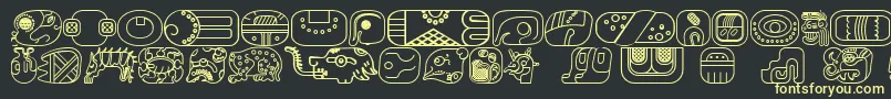 MayanglyphsoutlineRegular Font – Yellow Fonts on Black Background