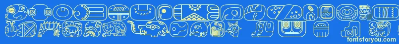 Шрифт MayanglyphsoutlineRegular – жёлтые шрифты на синем фоне