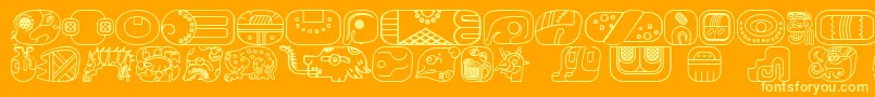 MayanglyphsoutlineRegular Font – Yellow Fonts on Orange Background