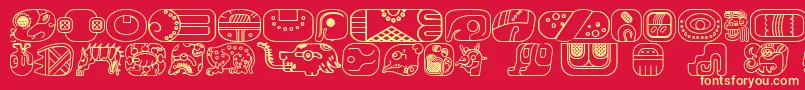 MayanglyphsoutlineRegular Font – Yellow Fonts on Red Background