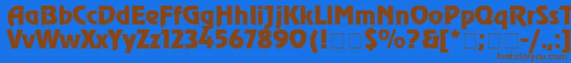 フォントAgrevuecyrMedium – 茶色の文字が青い背景にあります。