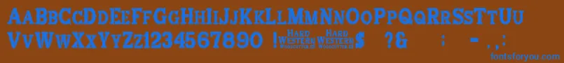 Czcionka HardWestern – niebieskie czcionki na brązowym tle