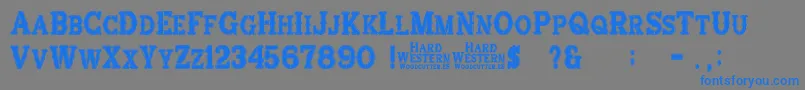 Weitere Informationen zur HardWestern-Schriftart HardWestern-Schriftart – Blaue Schriften auf grauem Hintergrund