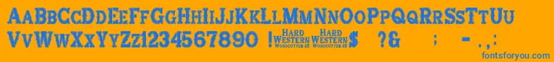 HardWestern Font – Blue Fonts on Orange Background
