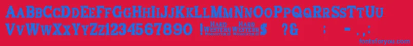 HardWestern Font – Blue Fonts on Red Background