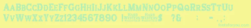 フォントHardWestern – 黄色い背景に緑の文字