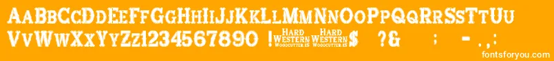 Fonte HardWestern – fontes brancas em um fundo laranja