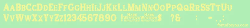 Fonte HardWestern – fontes amarelas em um fundo verde