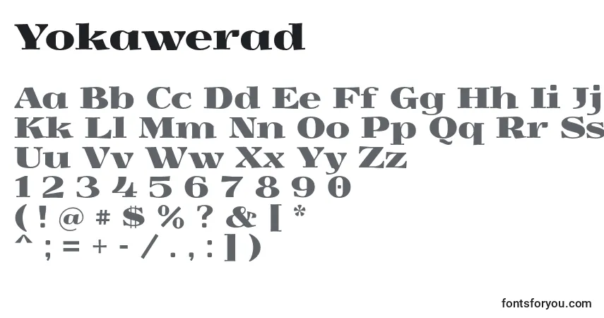 A fonte Yokawerad – alfabeto, números, caracteres especiais