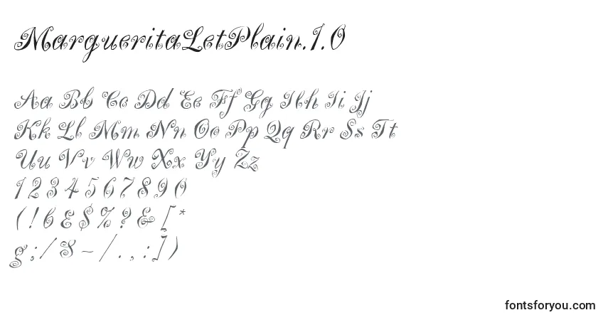 Schriftart MargueritaLetPlain.1.0 – Alphabet, Zahlen, spezielle Symbole