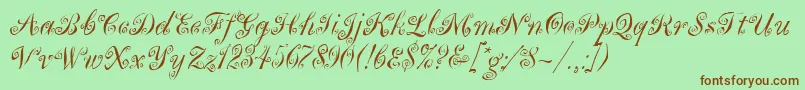 フォントMargueritaLetPlain.1.0 – 緑の背景に茶色のフォント