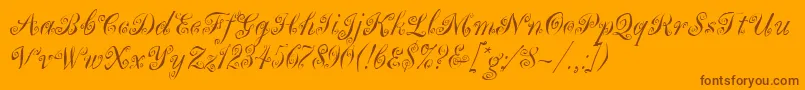 MargueritaLetPlain.1.0-Schriftart – Braune Schriften auf orangefarbenem Hintergrund