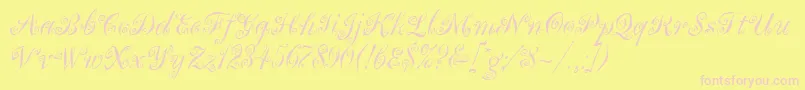 MargueritaLetPlain.1.0 Font – Pink Fonts on Yellow Background