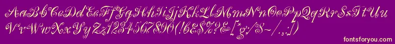 MargueritaLetPlain.1.0 Font – Yellow Fonts on Purple Background