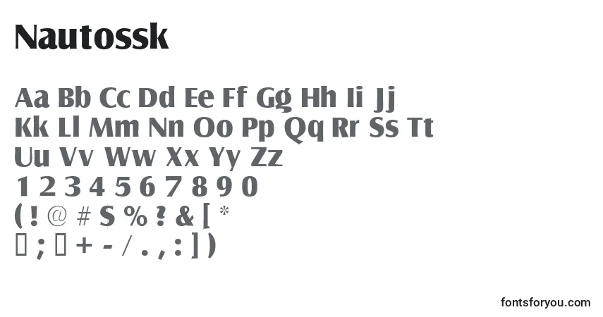 Czcionka Nautossk – alfabet, cyfry, specjalne znaki