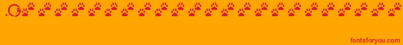 Tracks-Schriftart – Rote Schriften auf orangefarbenem Hintergrund