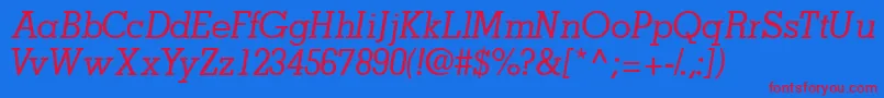 JaaksskItalic Font – Red Fonts on Blue Background
