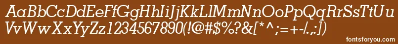 フォントJaaksskItalic – 茶色の背景に白い文字