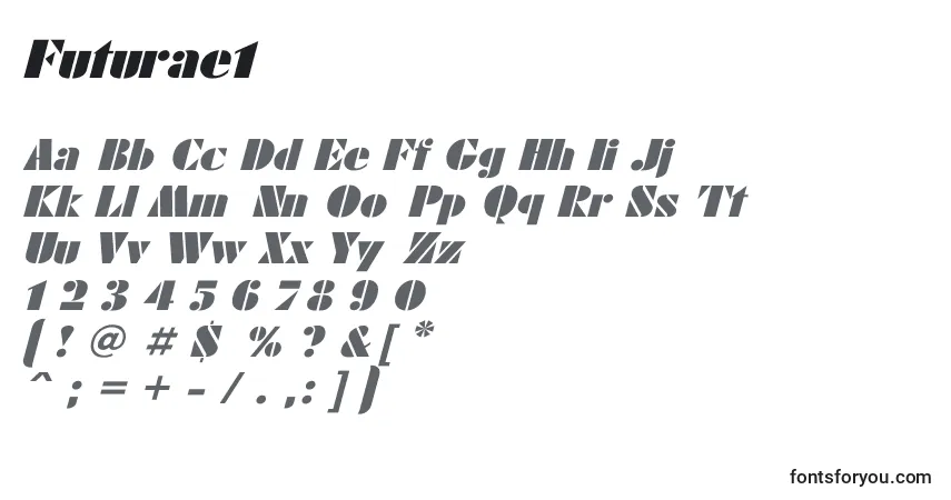 A fonte Futurae1 – alfabeto, números, caracteres especiais