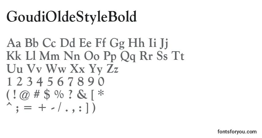 Czcionka GoudiOldeStyleBold – alfabet, cyfry, specjalne znaki