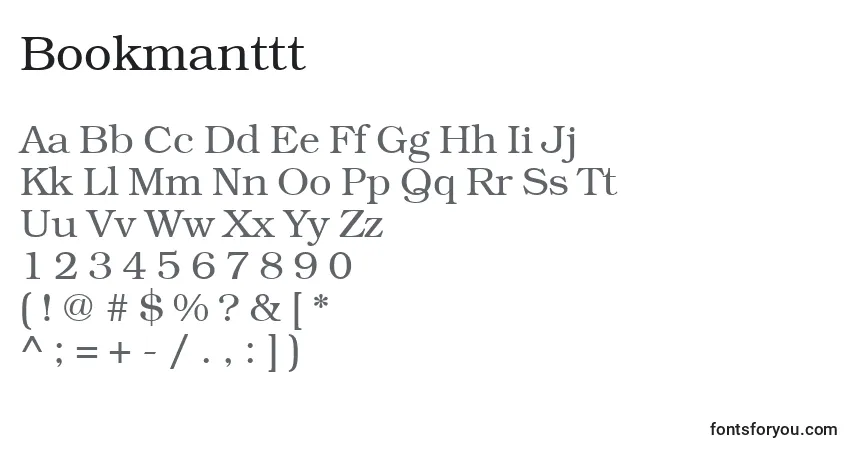 Czcionka Bookmanttt – alfabet, cyfry, specjalne znaki
