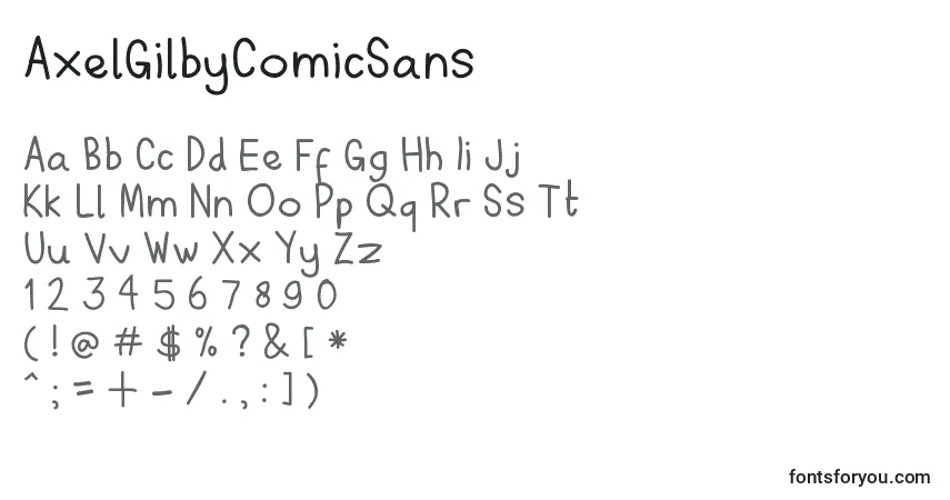A fonte AxelGilbyComicSans – alfabeto, números, caracteres especiais
