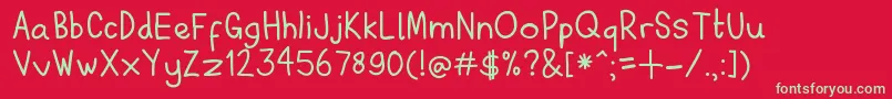 フォントAxelGilbyComicSans – 赤い背景に緑の文字
