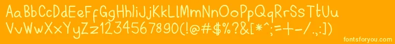 Подробнее о шрифте AxelGilbyComicSans Шрифт AxelGilbyComicSans – жёлтые шрифты на оранжевом фоне