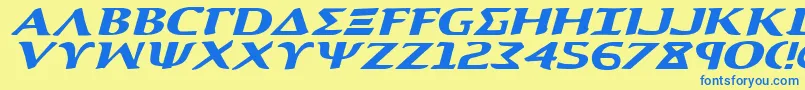 AegisExpandedItalic Font – Blue Fonts on Yellow Background
