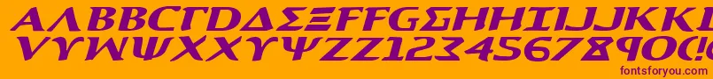 AegisExpandedItalic Font – Purple Fonts on Orange Background
