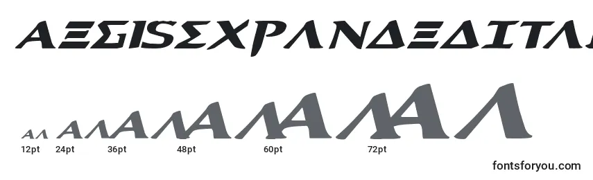 Размеры шрифта AegisExpandedItalic
