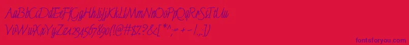 FinelineMacro-Schriftart – Violette Schriften auf rotem Hintergrund