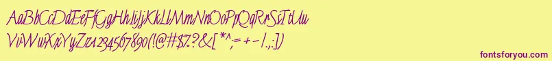 FinelineMacro Font – Purple Fonts on Yellow Background