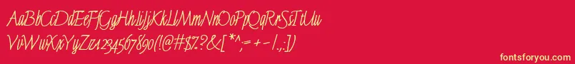 FinelineMacro Font – Yellow Fonts on Red Background